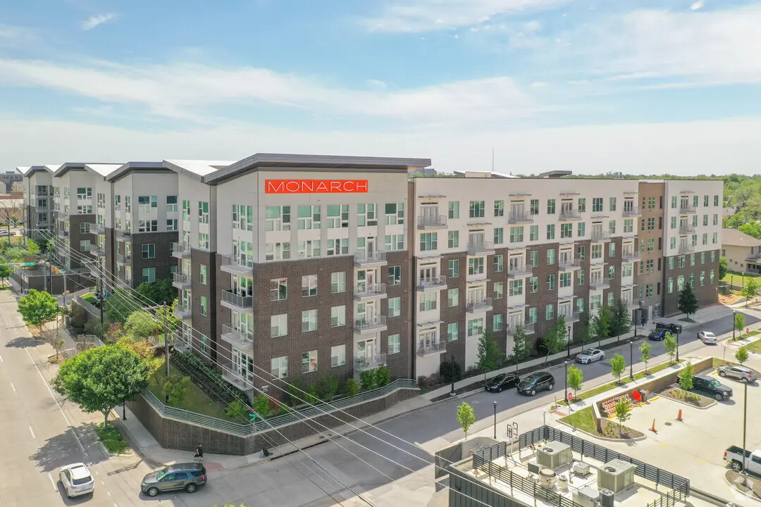 Aerial view of modern apartment complex Monarch