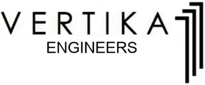 Vertika Engineers logo with vertical stripes